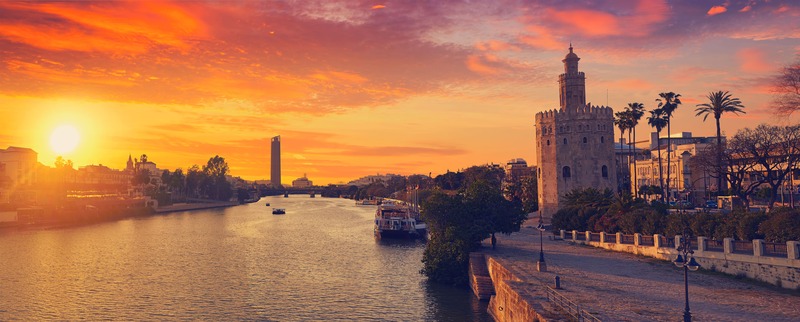 couché de soleil, ville de Séville en Espagne, destination week-end en Europe du Sud