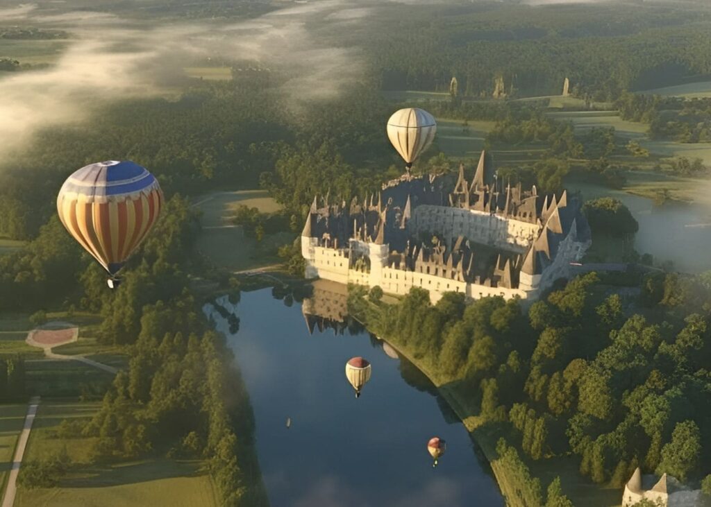 Les Châteaux de la Loire vus d'une montgolfière.