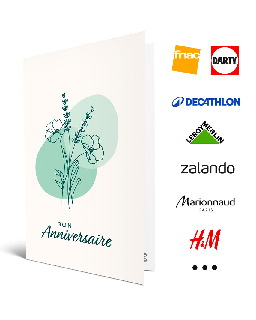 Carte de vœux 2 en 1 Bon Anniversaire