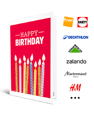 Carte de vœux 2 en 1 Happy Birthday Bougies