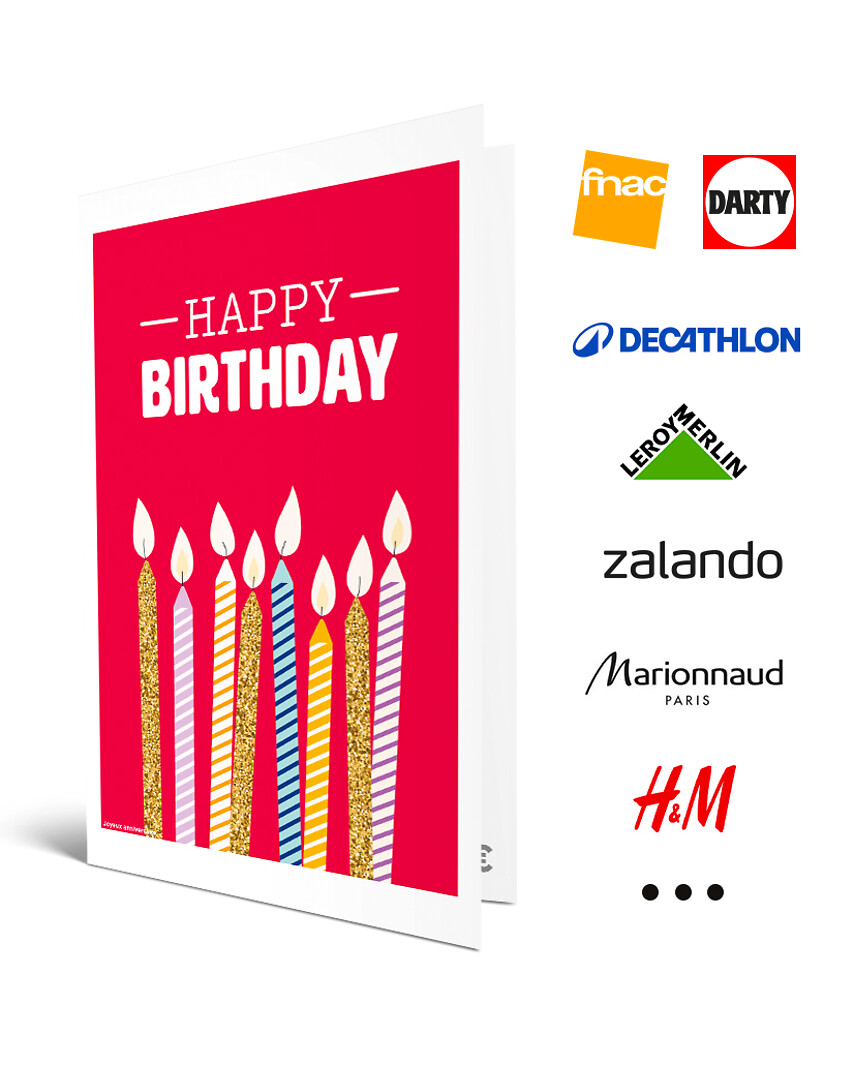 Carte de vœux 2 en 1 Happy Birthday Bougies