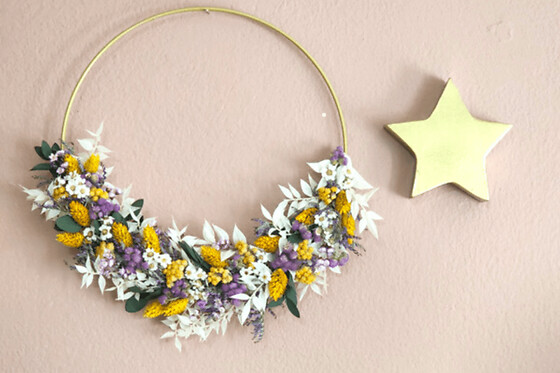 Atelier création de couronne en fleurs séchées à Mouvaux (59)
