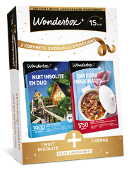 Coffret cadeau Wonderbox :&nbsp;Nuit insolite en duo + Saveurs régionales