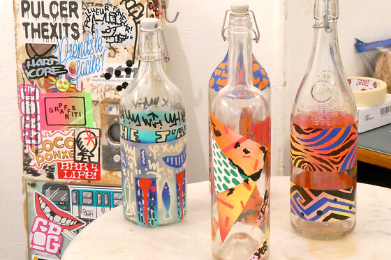 Atelier customisation street-art sur bouteille à Paris 14ème